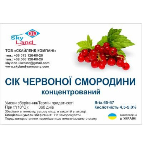Концентрированный сок красной смородины (200л/250кг) Концентрированный сок красной смородины (200л/250кг)